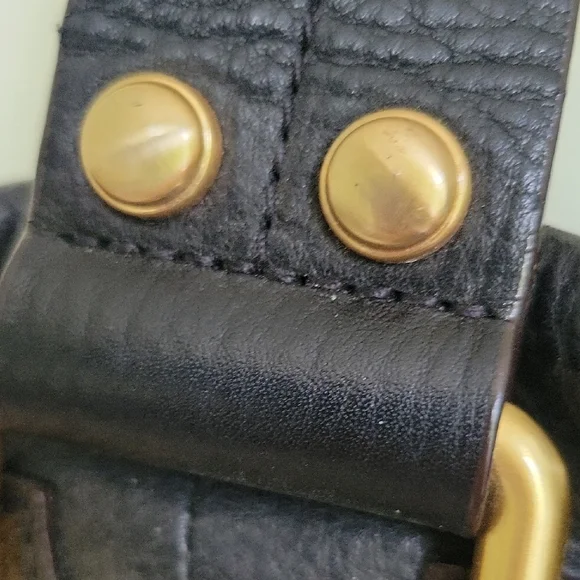 B. Makowsky Black Leather Shoulder Bag Satchel East West Gold Accent Zippers - Picture 3 of 16